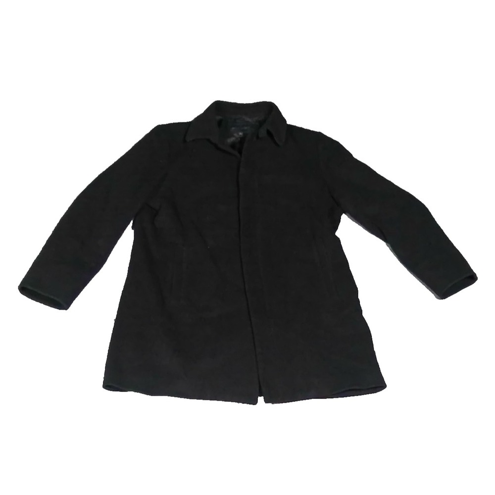 Banana Republic Wool Blend Car Coat Jacket Mens XL Black Button Zip Lined